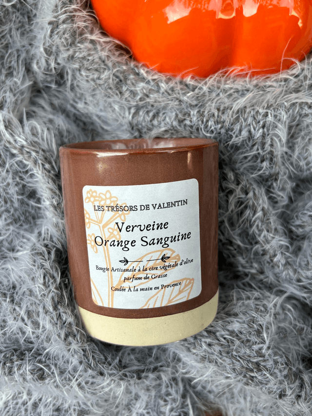 Bougie Verveine et Orange Sanguine pot en grès 150g